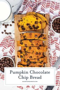 Pumpkin Chocolate Chip Bread - A Scrumptious Chocolate Pumpkin Bread - Chocolate Chip Pumpkin Bread is easy to make, soft and flavorful. A perfect loaf for breakfast or dessert on a holiday or any other day! #pumpkinchocolatechipbread