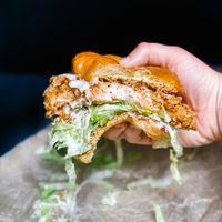 Fried Chicken Sandwich with Garlic Spread - Plum Street Collective