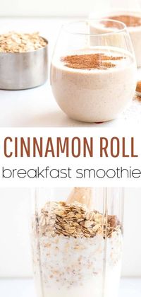 Incredibly healthy and delicious, this quick cinnamon roll breakfast smoothie is the perfect breakfast to start off the day! #smoothies #smoothierecipes #oats #cinnamon #breakfast #breakfastsmoothies #breakfastrecipes #healthy #healthybreakfast #healthyrecipes #recipes #iheartnaptime