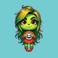 Get ready to enchant your Halloween projects with this irresistibly cute Chibi Female Grinch clipart! 👻 Perfectly blending the charm of the Grinch with the spookiness of Halloween, this high-quality digital image features a delightful female Grinch in a vibrant orange outfit, holding a spooky-faced mug that's sure to bring a smile to your face. 😄🎃 Whether you're designing invitations, crafting decor, or adding a unique touch to your digital creations, this clipart is the perfect choice. The chibi style adds a playful and whimsical feel, making it ideal for both kids and adults. ️ Why You'll Love It: High Resolution: Crisp and clear, perfect for both print and digital use. 🖨️✨ Versatile Use: Ideal for invitations, stickers, t-shirts, scrapbooking, and more. 📜🎨 Instant Download: Get yo