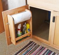 RV Cabinet Door Storage with Paper Towel Holder and Shelf | RV Happy Hour