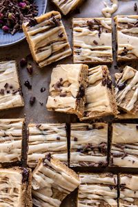 Brown Butter Glazed Peanut Butter Blondies | halfbakedharest.com