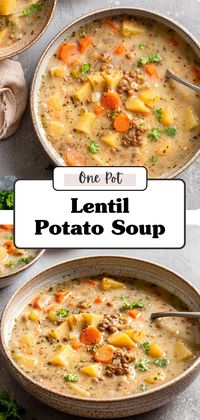 This lentil soup with potatoes is a simple, toss-it-together recipe that you’ll find yourself coming back to all day long. Made with basic pantry staples that you probably already have at home, it's incredibly convenient and easy to prepare. Plus, it’s ready in just 30 minutes, making it the perfect healthy fall recipe.