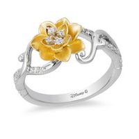 Enchanted Disney Tiana 1/10 CT. T.W. Diamond Water Lily Swirl Ring in Sterling Silver and 10K Gold - Size 7