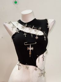 Gothic Tank Tops Punk Tank Tops Skull Tank Tops y2k fashion  bustier top y2k crop tops gothic