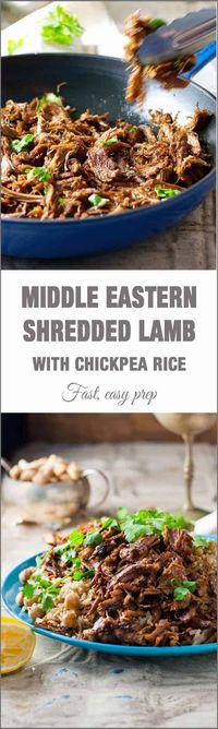 Middle Eastern Shredded Lamb with Chickpea Pilaf (Rice) - easy and fast to prepare, with everyday ingredients. Amazing, exotic flavour.