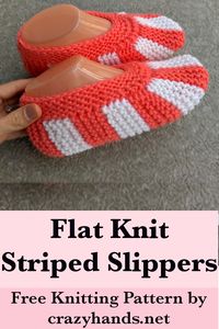 Keep your feet cozy with these flat knit striped slipper socks! This easy-to-follow pattern creates comfy, stylish socks perfect for lounging. Made on straight needles with colorful stripes, they’re a fun and practical project for knitters of all levels.  #knitflatsocks #knitflatslippers #flatknitting #knitsocks #knitslippers #knitsockspattern #knitslipperspattern