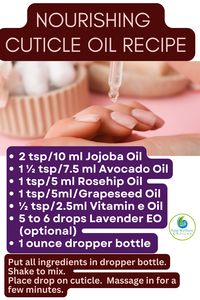 With the heat we have been experiencing this summer keeping my skin in good condition has been a challenge.  Here is a great cuticle oil recipe I like….