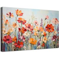 【Colorful Floral Wall Art Size】-12x16"(30cm x 40cm), Nature flowers wall art prints botanical floral wall decor already come with canvas wrapped wooden framed and hook mounted ready to hang. NOT A REAL OIL PAINTING, JUST A HD CANVAS PRINTS.【Nature Floral Canvas Wall Art Unique Gift】- Red Flowers Wall Decor suitable for giving to family members, friends, lover, business partners, neighbors, workmates on Christmas, New year, Birthday, Housewarming, Wedding, Memorial Day, family gathering, Party, F