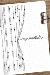 30+ creative bullet journal monthly cover ideas for November #monthlycover #fallbulletjournal #bujocover #bujospread