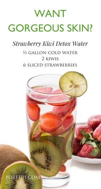 #DetoxWater is the perfect way to get all the necessary nutrients required for clear, glowing skin. Water alone is key to great skin as it flushes out toxins, delivers nutrients to your cells and keeps your cells hydrated and hydrated skin = glowing skin. Click to start making your #DetoxDrink for #radiant #clearskin from #PureFiji blog. #Detoxify