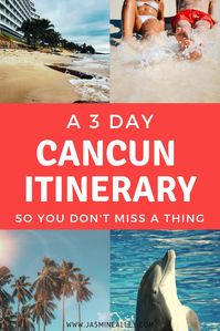 Looking for things to do in Cancun? Here's a 3 Day Weekend Itinerary that covers activities and destinations for your trip to Mexico! Make the most of your travel with this plan that includes plenty of beach and resort time. It's the perfect balance of relaxation, culture, and adventure (I'm talking cenotes and dolphins!!) #cancun #mexico #traveltips #travelitinerary #visitmexico