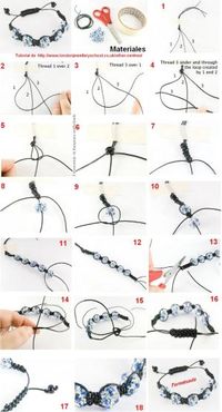 Shamballa tutorial with adjustable closure.  #Bead #Jewelry #Tutorials by hester