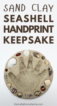 Sand Clay Handprint Keepsake with Seashells