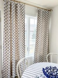 Blue Block Print Style Pattern in Indigo Blue Drapes Curtains - Etsy