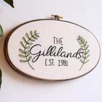 Custom Last Name Embroidery Hoop Art Thistle and Thread Design