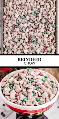 Reindeer Chow - This sweet and salty Christmas Chex Mix is a must-make Christmas treat for the holiday season. It's easy to make, festive and makes a colorful edible gift.