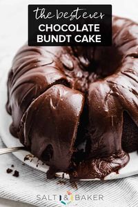 This Chocolate Buttermilk Bundt Cake is super moist, super rich and has a deliciously smooth chocolate ganache frosting! It’s chocolate cake perfection! 