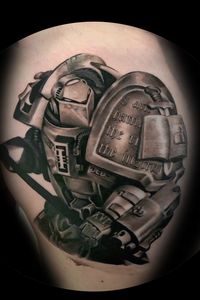 Black and grey realism space marine from Warhammer 40k