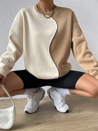 Free Returns ✓ Free Shipping On Orders $49+ ✓. Two Tone Drop Shoulder Sweatshirt- Women Sweatshirts at SHEIN.