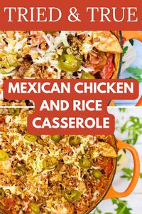 Tried and True! One pot Mexican chicken and rice casserole is not only super easy to make, but it’s also packed with flavor. Perfect for an easy weeknight dinner.