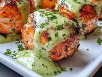 Baked Salmon Meatballs with Creamy Avocado Sauce