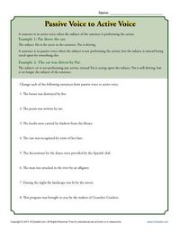 Passive Voice to Active Voice Worksheet Activity