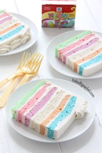 Square Pastel Layer Cake Recipe from @bakedbyrachel