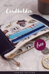 Zip-Up Cardholder sewing pattern (FREE with video) - Sew Modern Bags