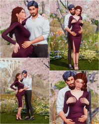 Hey everyone! I'm excited to share my first pregnancy pose pack! This pack contains 5 solo poses and 2 couple poses for a sim in their second trimester of pregnancy! 