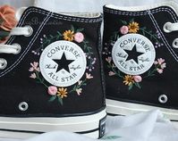 Embroidered Converse, Custom Converse High Tops Embroidered Bridal Flowers, Custom Shoes Embroidered Flowers, Wedding Sneakers Wedding Gifts - Etsy