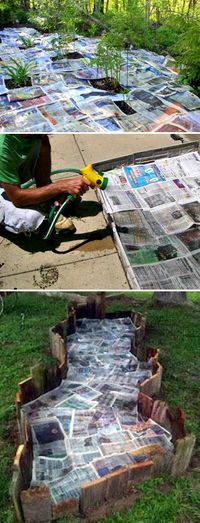 Use newspaper and water to stop weeds from growing in your garden bed #gardening #gardeningtips