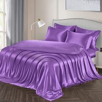 PRICES MAY VARY. ENJOY AFFORDABLE LUXURY SATIN SHEET SET - Queen Size Satin Sheets Set Including 1 Deep Pocket Fitted Sheet (60"x80"+15"), 1 Flat Sheet (90"x102"), 4 Queen Pillowcases (20x30"), 1 Body Pillowcases (20"x54"). Compared with other fabrics, the silky satin sheet fabric is beneficial to reduce the adhesion of dust and can resist wrinkles and stains. THE FEELING LIKE NEVER BEFORE - The silky satin sheet set is made of 100% polyester fiber (satin fabric), soft and comfortable, breathabl