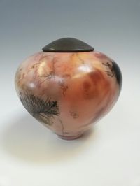 Lidded vessel, saggar fired. By Christine Gittins. www.christinegittins.com