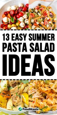 Summer is the perfect time to enjoy light and refreshing meals, and pasta salads are the ultimate choice! These 13 easy summer pasta salad recipes will make your mouth water and keep you feeling full all day long. From classic Italian flavors to creative twists on traditional dishes, there's something for everyone in this collection. Don't miss out on these delicious pasta salad ideas for your next summer meal!