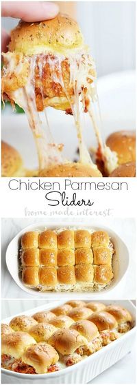 These Chicken Parmesan sliders are an easy recipe that everyone is going to love. Fried chicken tenders, tomato sauce, and lots of mozzarella cheese make this slider recipe a sure win. Whether it is a game day recipe or a father’s day recipe you are looking for you can’t go wrong with sliders.