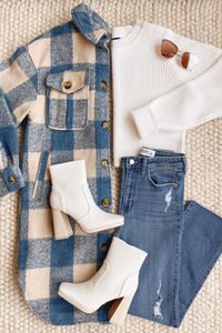 Our Snow Day Darling Blue and Cream Plaid Coat is the perfect shacket to bundle up in this winter! This thick woven jacket will keep you warm without ruining your outfit! Pair with your favorite sweater and jeans for a comfy casual winter outfit