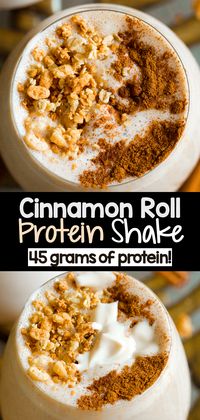 Healthy Cinnamon Roll Protein Shake (45 grams of Protein!)