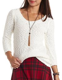 Popcorn Knit Textured Pullover Tunic Sweater: Charlotte Russe