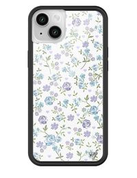 Mini, wispy florals cover our Lilac and Blue Floral iPhone case. Hidden lilac hearts dot across lilac shrubs, roses, and forget-me-not florals. This limited edition case is a classic, feminine floral for any season. One-of-a-kind, limited edition phone case Durable protective outer sandblasted polyurethane black rubber bumper Jeweled with our custom signature silver "wf" emblem All-around protection with raised bumper in front of phone adds layer of screen protection No two cases are exactly alike, each one is handmade, making every Wildflower case unique, just like you. **Due to our handmade process, the placement of artwork in the case and colors may appear different in person than they do on our website**