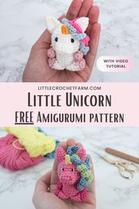 Beautiful, cute and fast amigurumi unicorn! This mini Unicorn is easy to follow, step by step written instructions and a video tutorial to help you out! Perfect for amigurumi beginners! This one and many other little amigurumi animals you find on littlecrochetfarm.com Have fun!