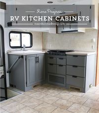 Planning to update the kitchen in your camper or motorhome? Come check out the progress of our painted RV kitchen cabinets! MountainModernLife.com