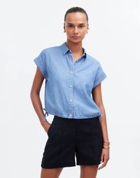 Denim Side-Tie Shirt in Aurea Wash