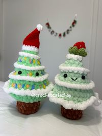 These squishy Christmas trees are the cutest on the block! 📏 Handmade by Crochet Cafe with TLC from a non-smoking home and a mix of acrylic, polyester, and/or cotton yarn. ✨ Please note that plushies are made to order. Each one is handmade and may not look EXACTLY like the one photographed. 💌 Feel free to inquire about custom sizes, accessories, or other characters! Thanks for stopping by! 💕