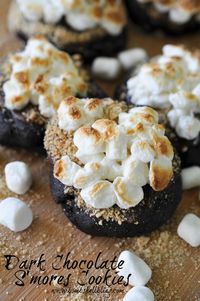 These rich, decadent dark chocolate s'mores cookies are sure to delight kids and adults alike! They are sinfully indulgent but playful all at once.