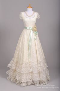 1970's Tiered Lace Formal Vintage Wedding Gown : Mill Crest Vintage