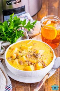 A bowl of Slow Cooker Hamburger Potato Soup