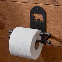 Perfect for your lodge bathroom decor, this rustic toilet tissue holder features a cut out black bear silhouette. Creatively crafted from durable black metal, the compact and wall mounted toilet paper holder provides plenty of storage space while taking up minimal space in already crowded or small bathrooms. A great addition to any country, lodge, cabin, or forest-themed home looking to bring home a bit of the big outdoors. | Millwood Pines Abdelrahmane Toilet Tissue Holder Resin in Black | 5 H