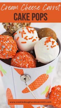 These cream cheese carrot cake pops taste just like carrot cake with cream cheese frosting in an easy, handheld pop form! Learn how to make these cake pops with a homemade carrot cake and a cream cheese frosting made from scratch. They make a cute spring dessert or birthday party treat to serve up!