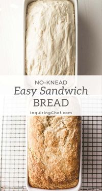 No-Knead Sandwich Bread is a rustic, simple bread that is great for slicing for sandwiches or serving as toast.